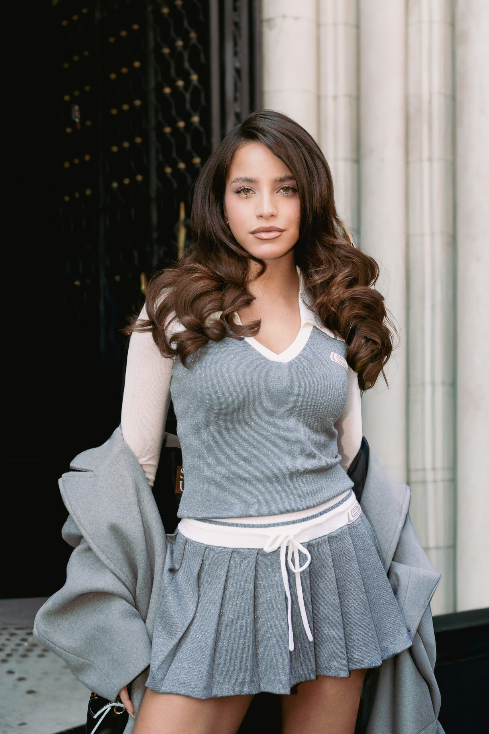Female client fashion portrait photographed in Paris during Fashion Week