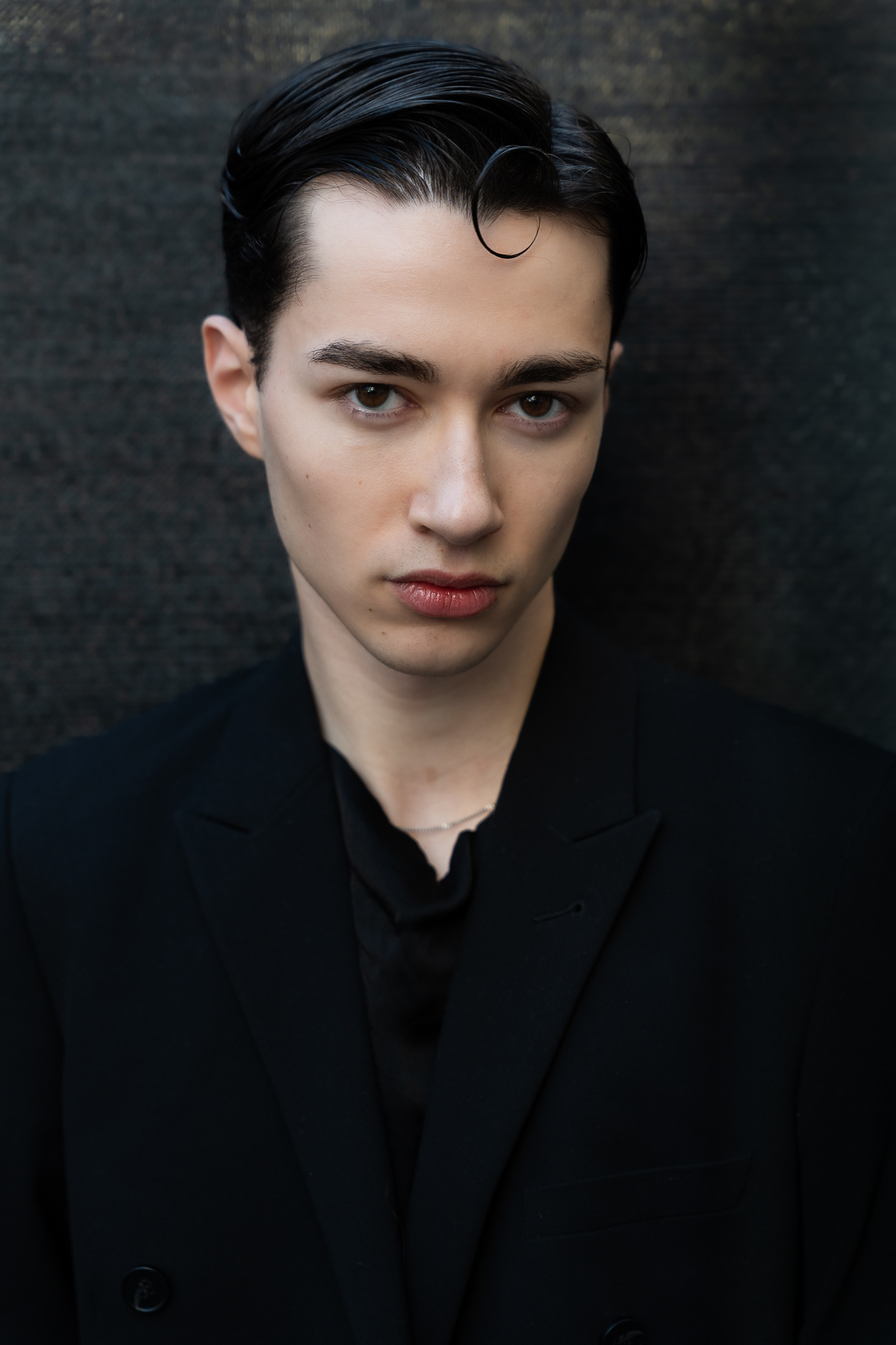 Minimal male fashion portrait photographed in Paris during Fashion Week